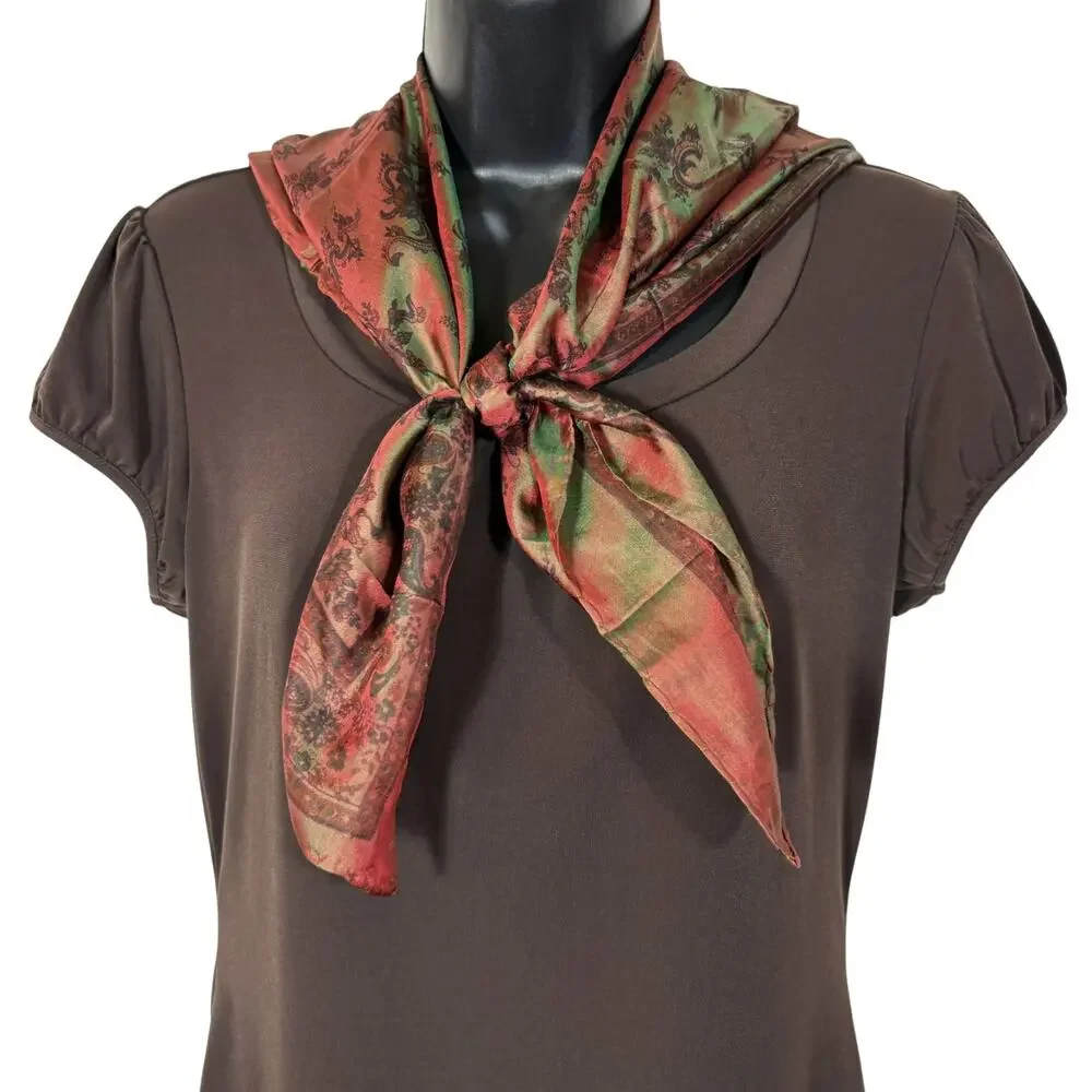 Vintage Square Scarf Brown Shimmer 34